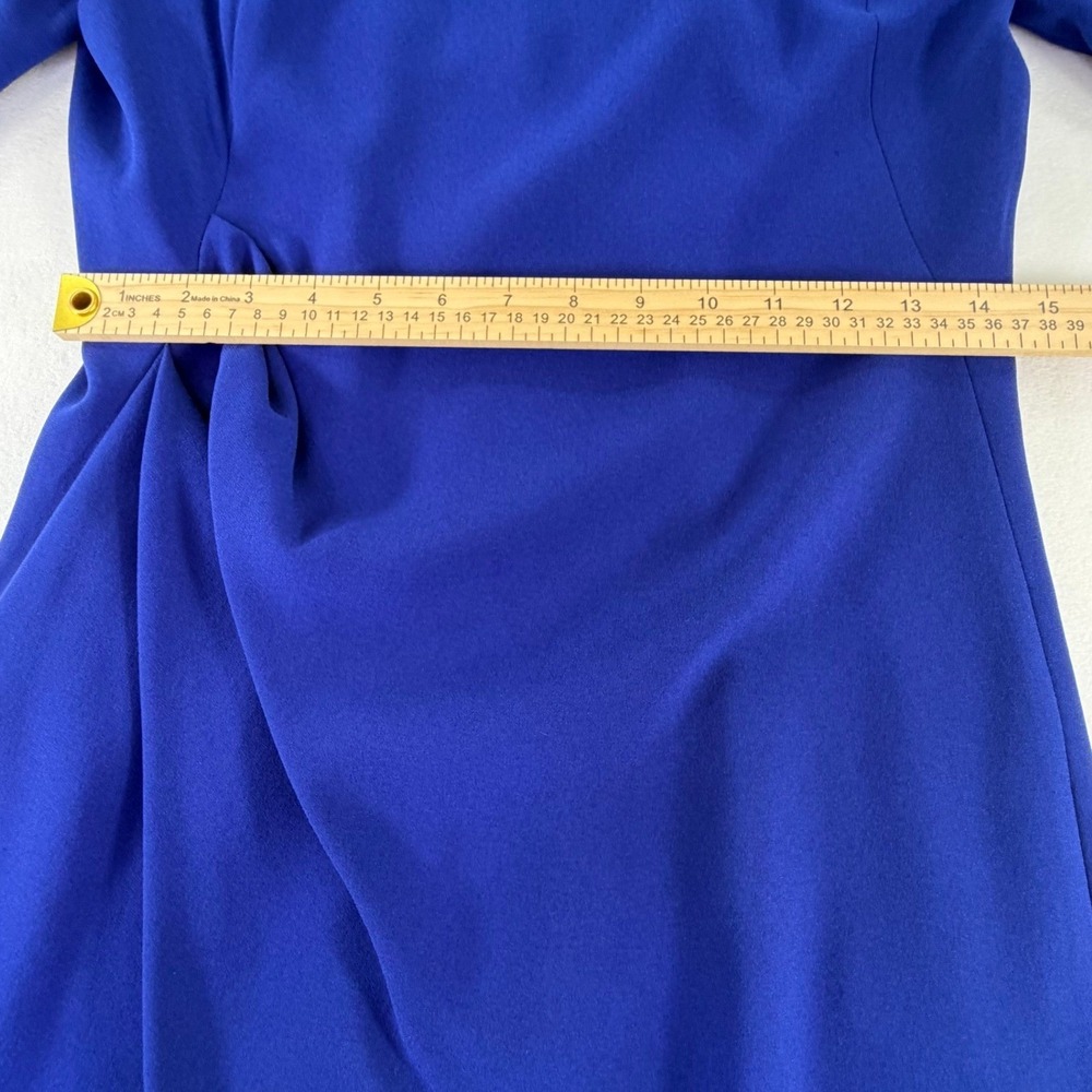 Elie Tahari Royal Blue Sheath Dress Asymmetrical Neck Career Work Cocktail‎ Sz 8 - Picture 11 of 16